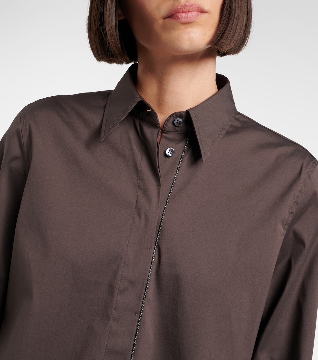 Monili cotton-blend poplin blouse | Brunello Cucinelli