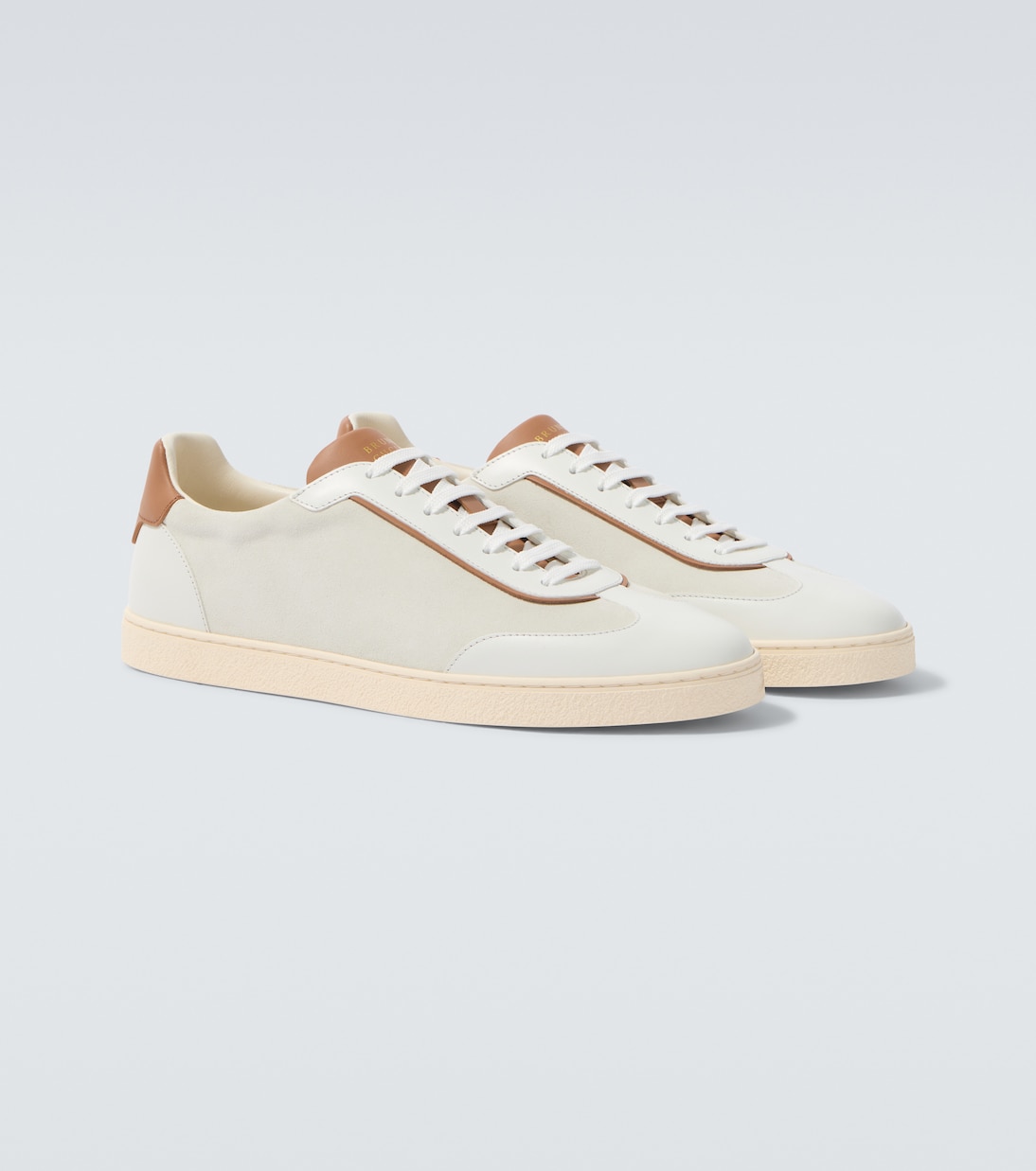 Leather-trimmed suede sneakers | Brunello Cucinelli