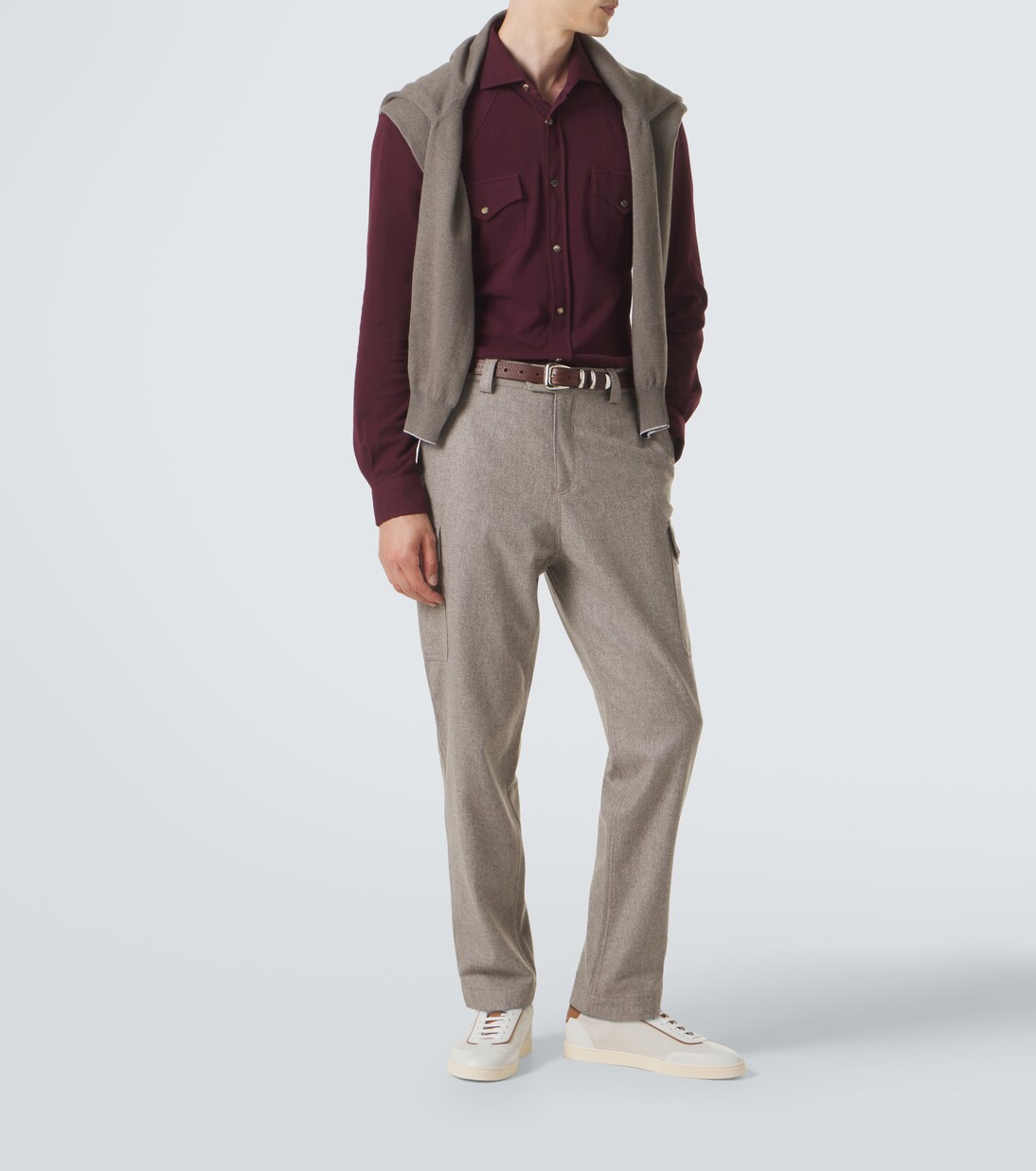 Leather-trimmed suede sneakers | Brunello Cucinelli