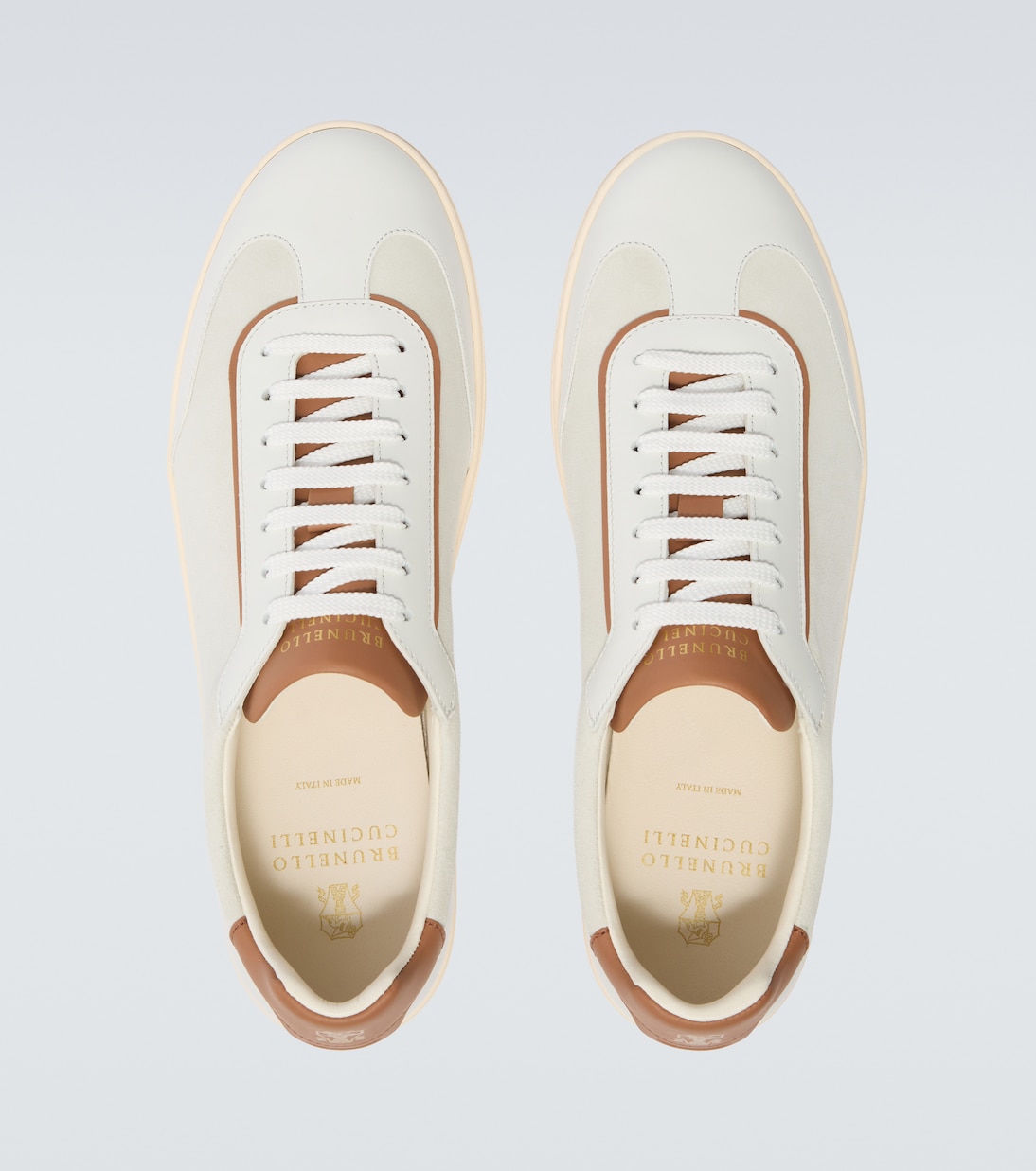 Leather-trimmed suede sneakers | Brunello Cucinelli