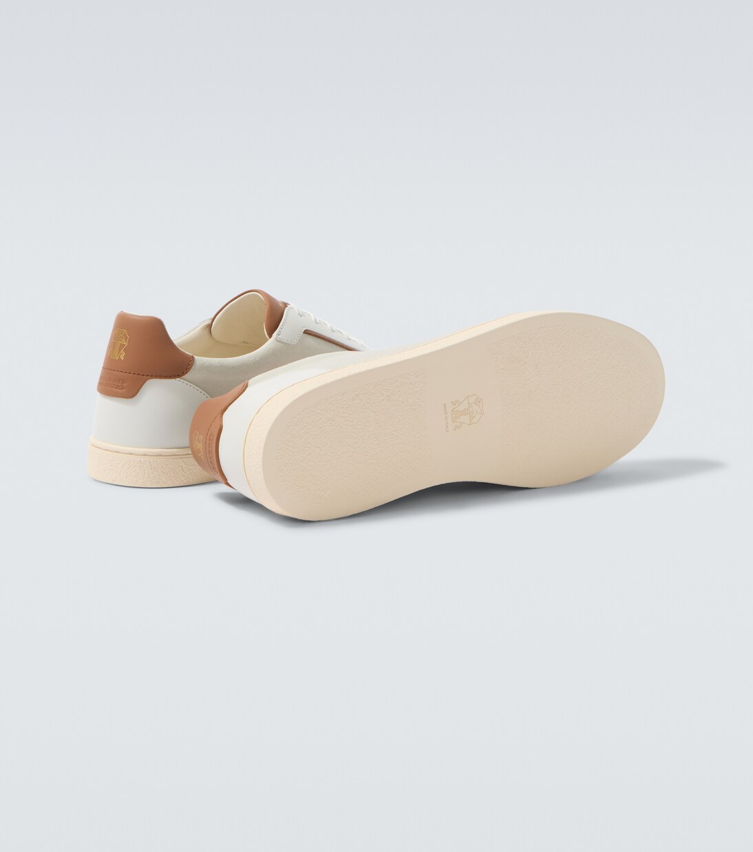 Leather-trimmed suede sneakers | Brunello Cucinelli