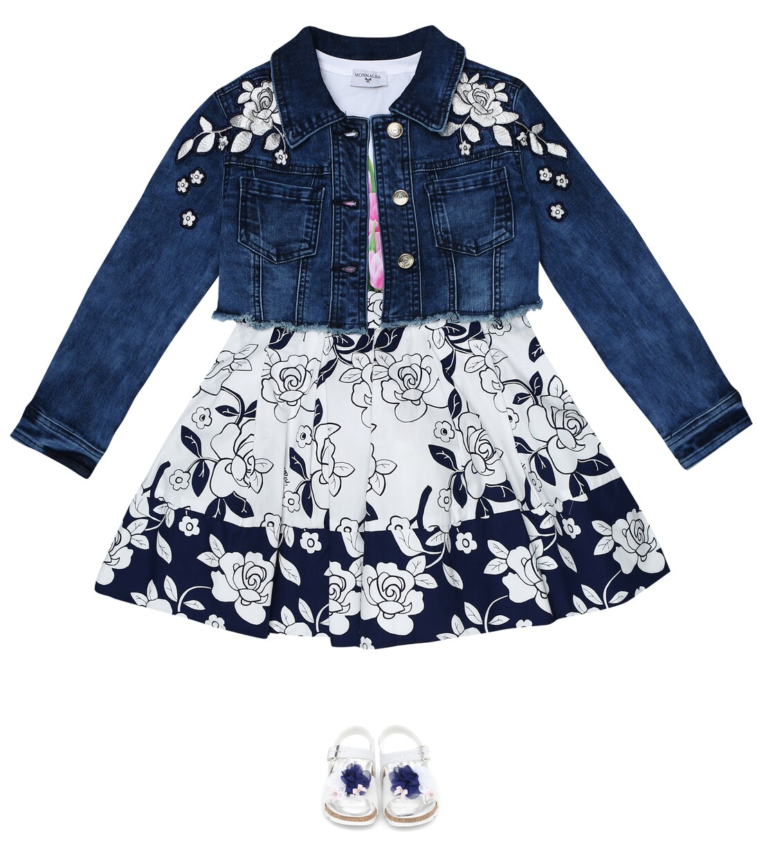 Floral cotton A-line skirt | Monnalisa