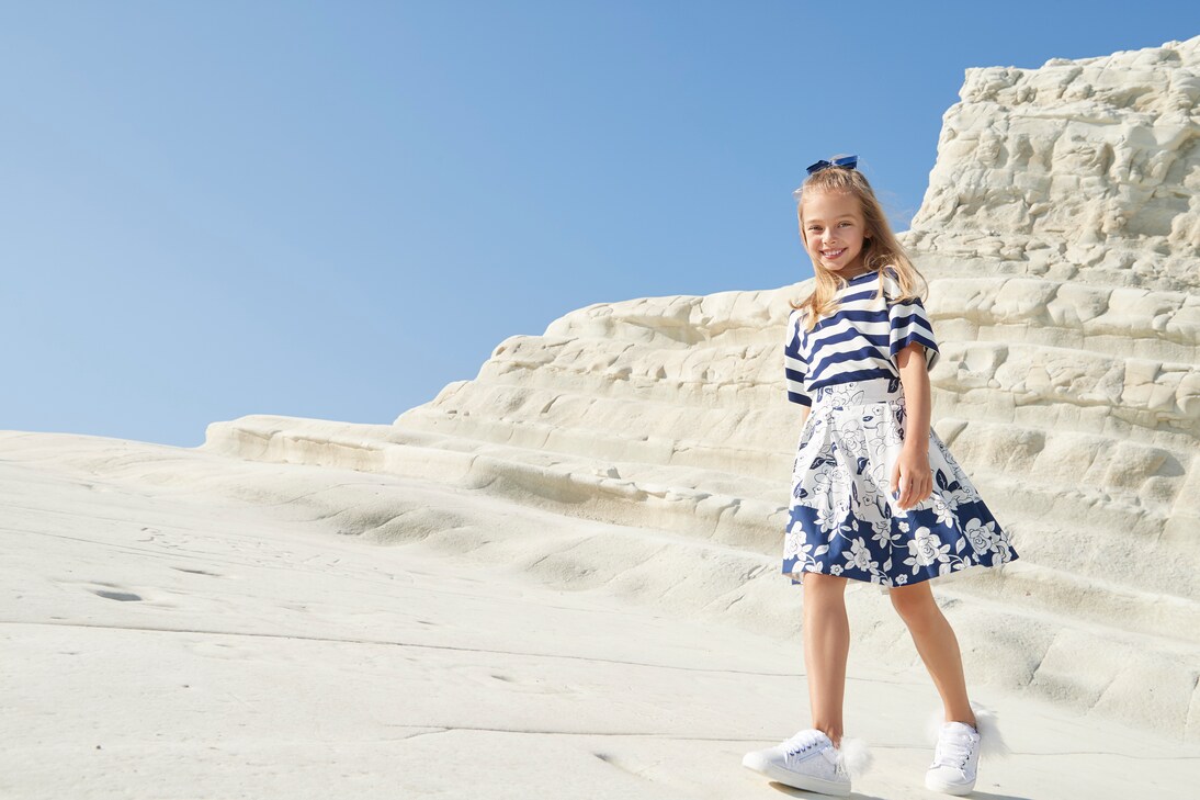 Floral cotton A-line skirt | Monnalisa