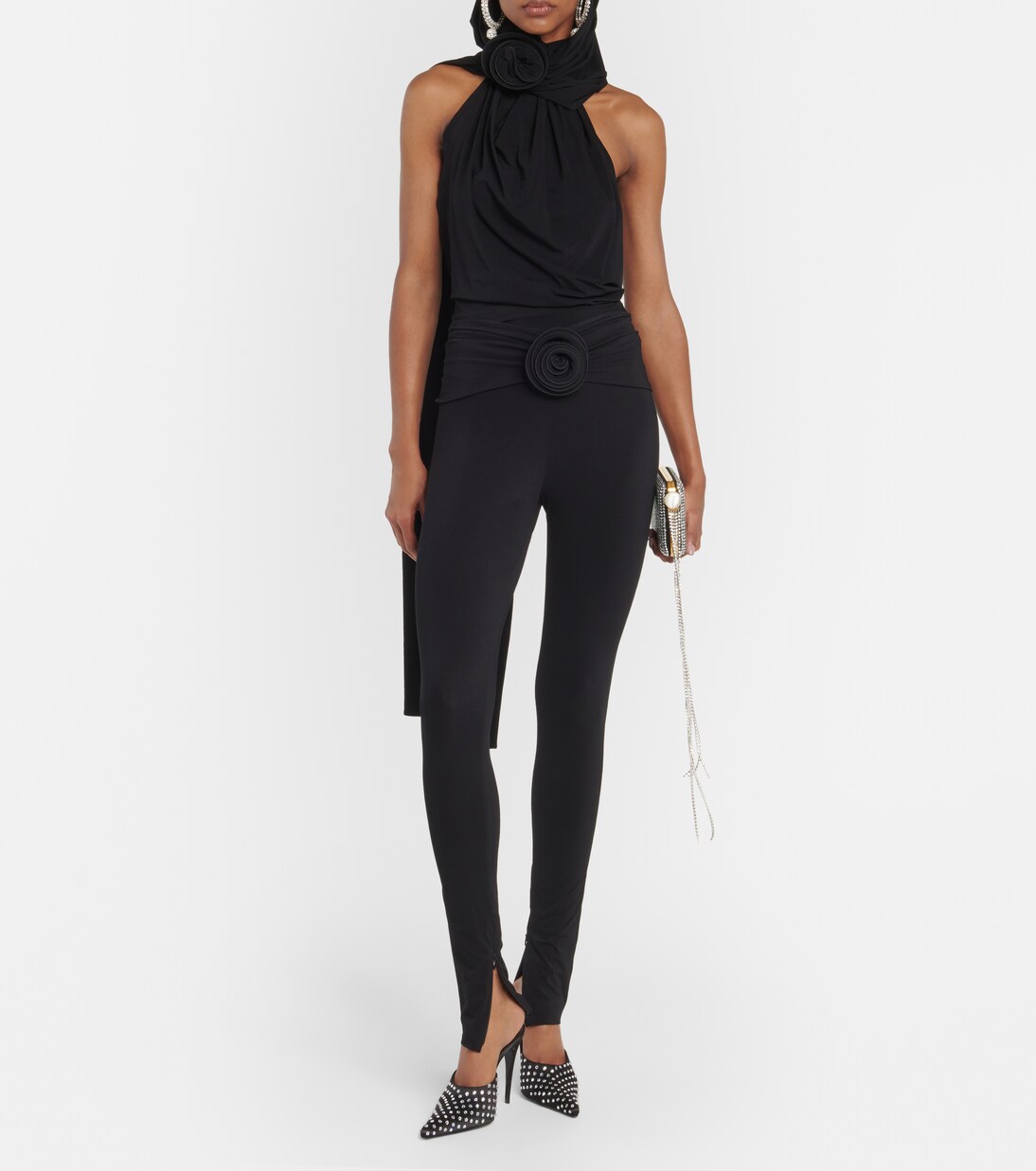 Floral-appliqué jersey slim leggings | Magda Butrym