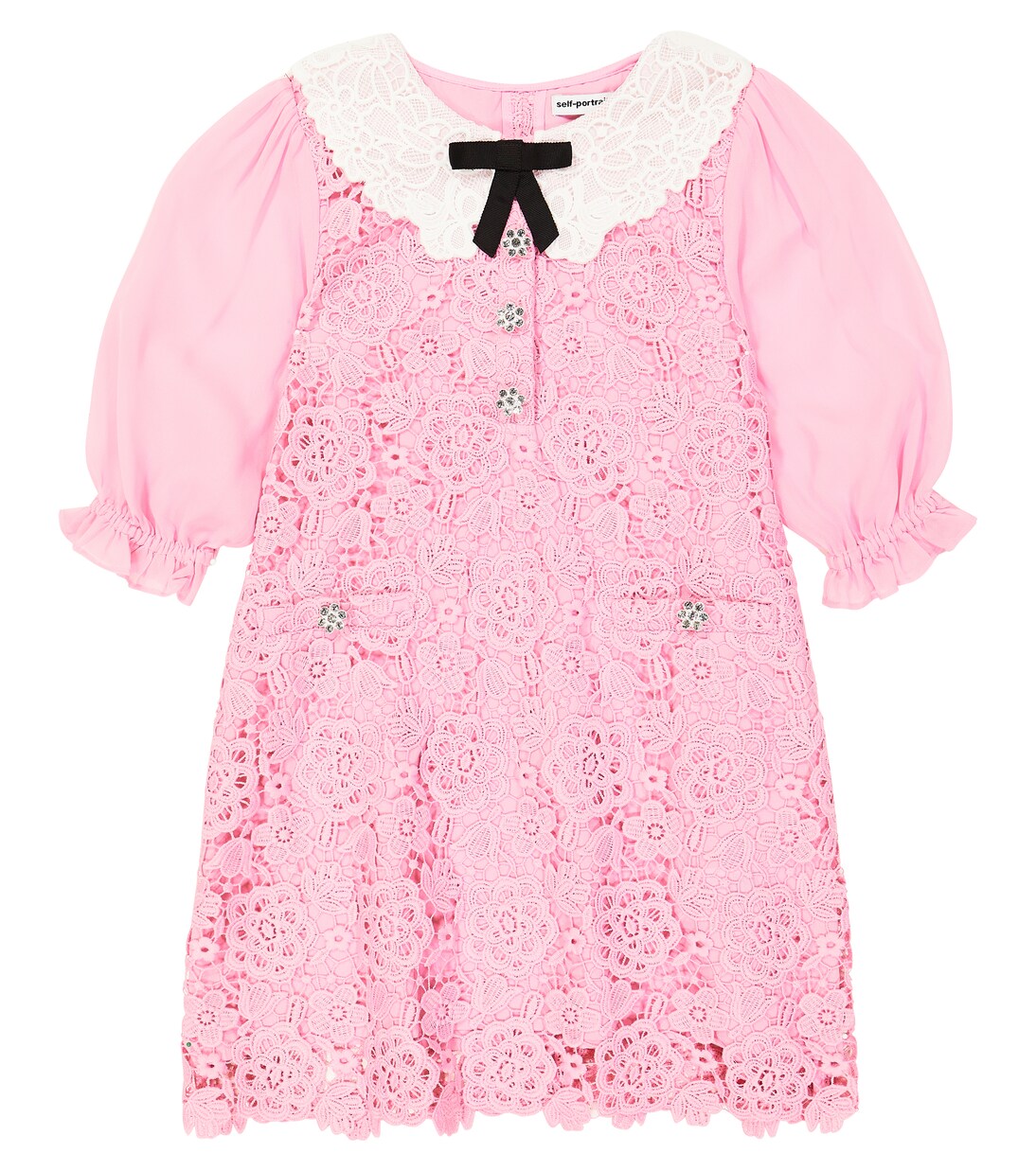 Bow-detail lace dress | Self-Portrait Kids