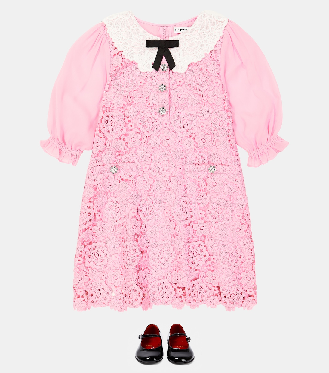 Bow-detail lace dress | Self-Portrait Kids