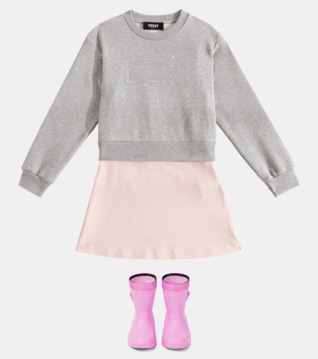 Logo embellished cotton sweatshirt | Versace Kids