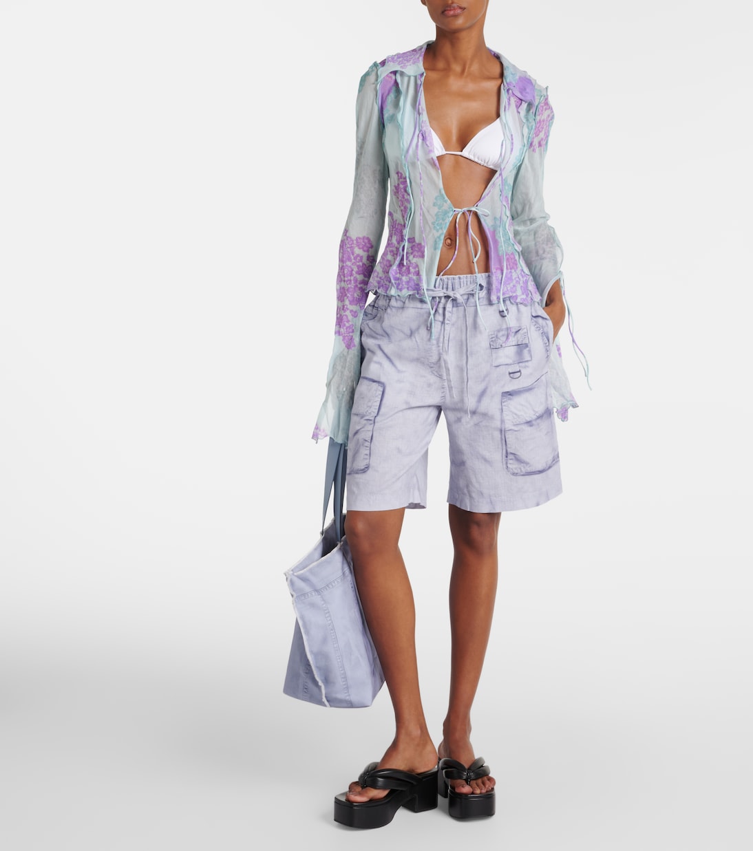 Bermuda Trompe l'œil en lin et coton | Acne Studios