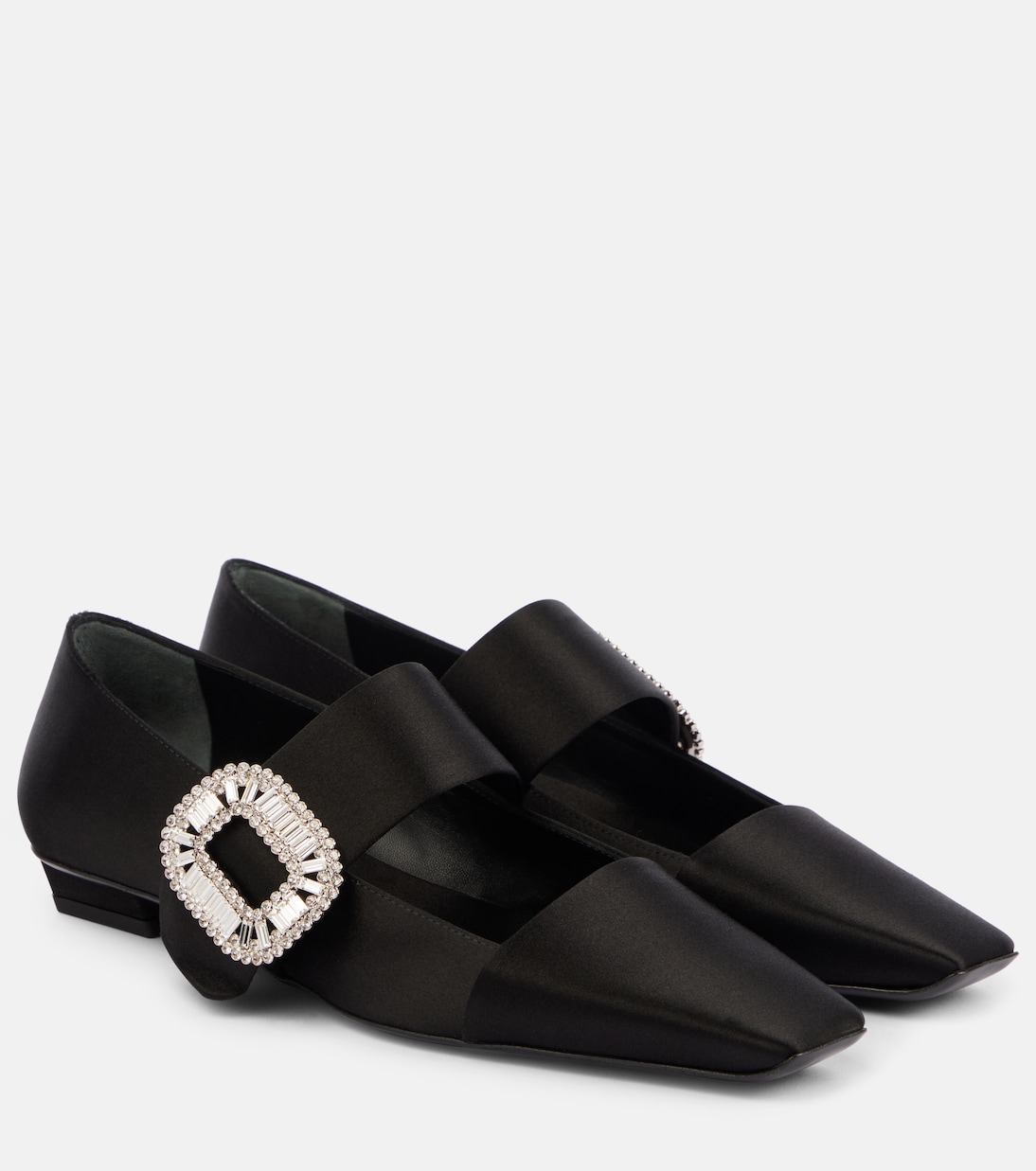 Belle Vivier embellished satin flats | Roger Vivier