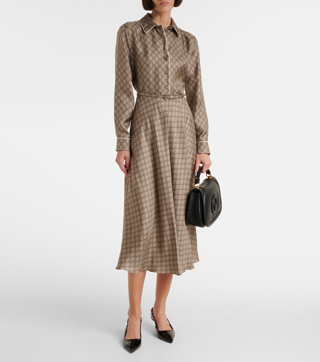 GG silk twill shirt dress | Gucci