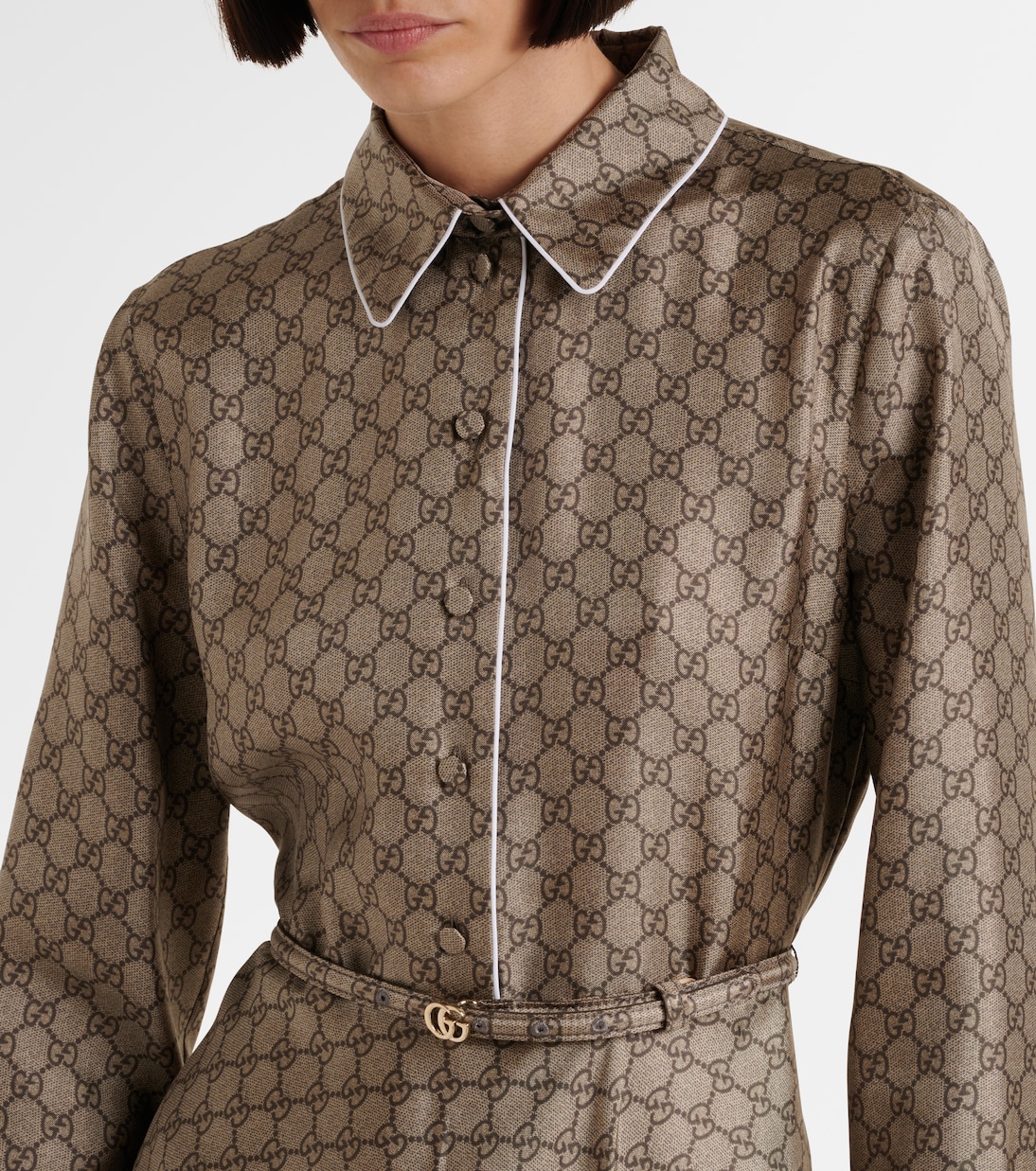 GG silk twill shirt dress | Gucci