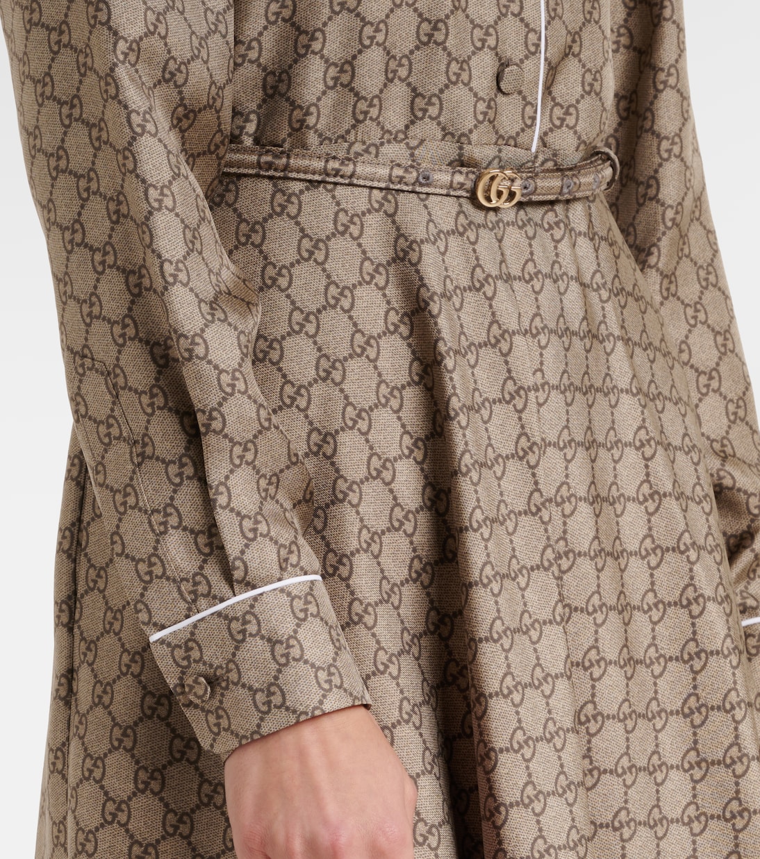 GG silk twill shirt dress | Gucci