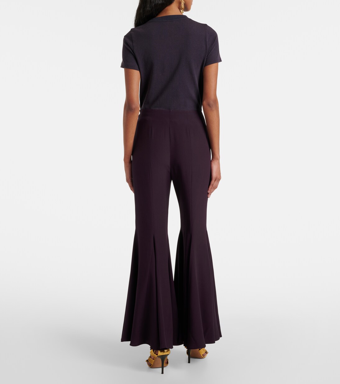 Pantalon évasé raccourci en crêpe de satin | Chloé