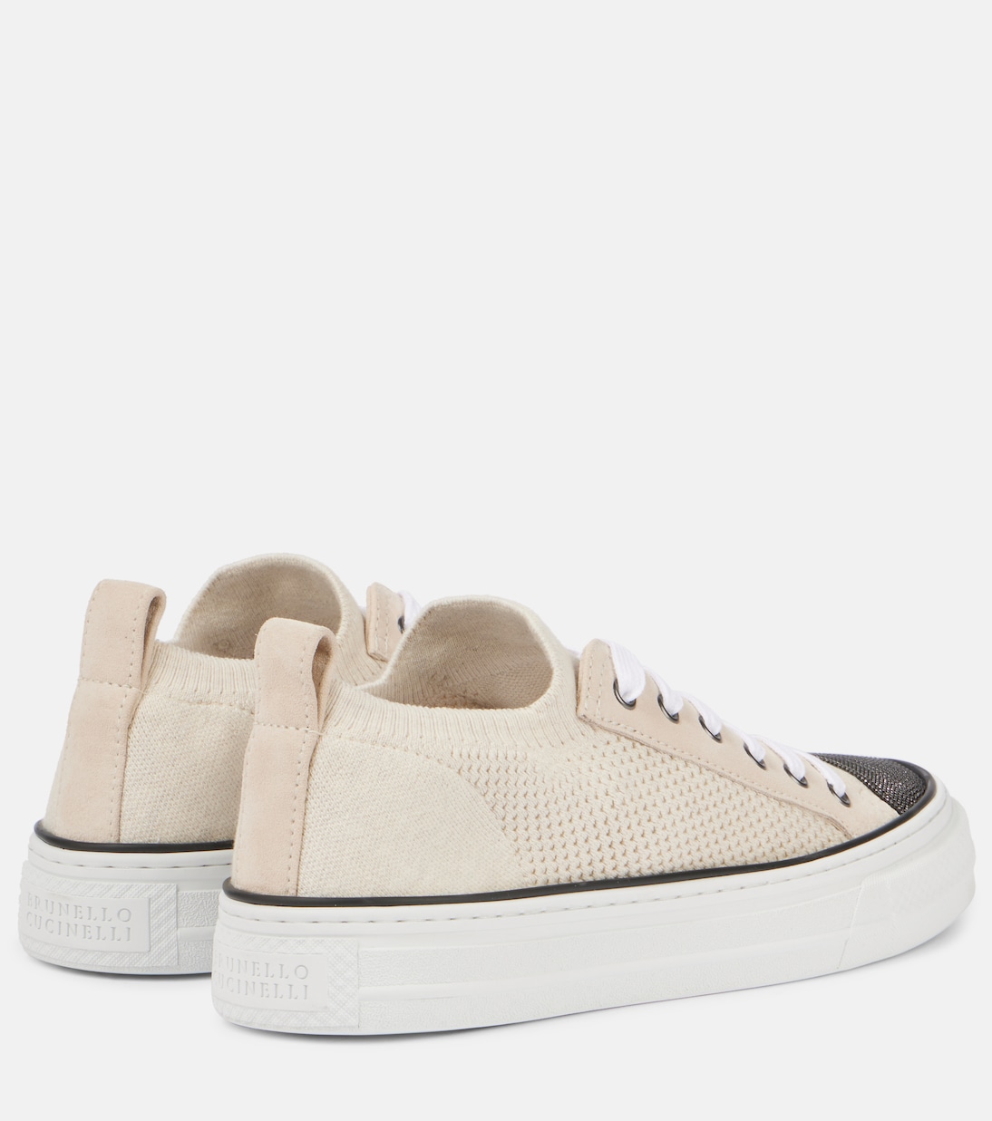 Monili suede-trimmed low-top sneakers | Brunello Cucinelli