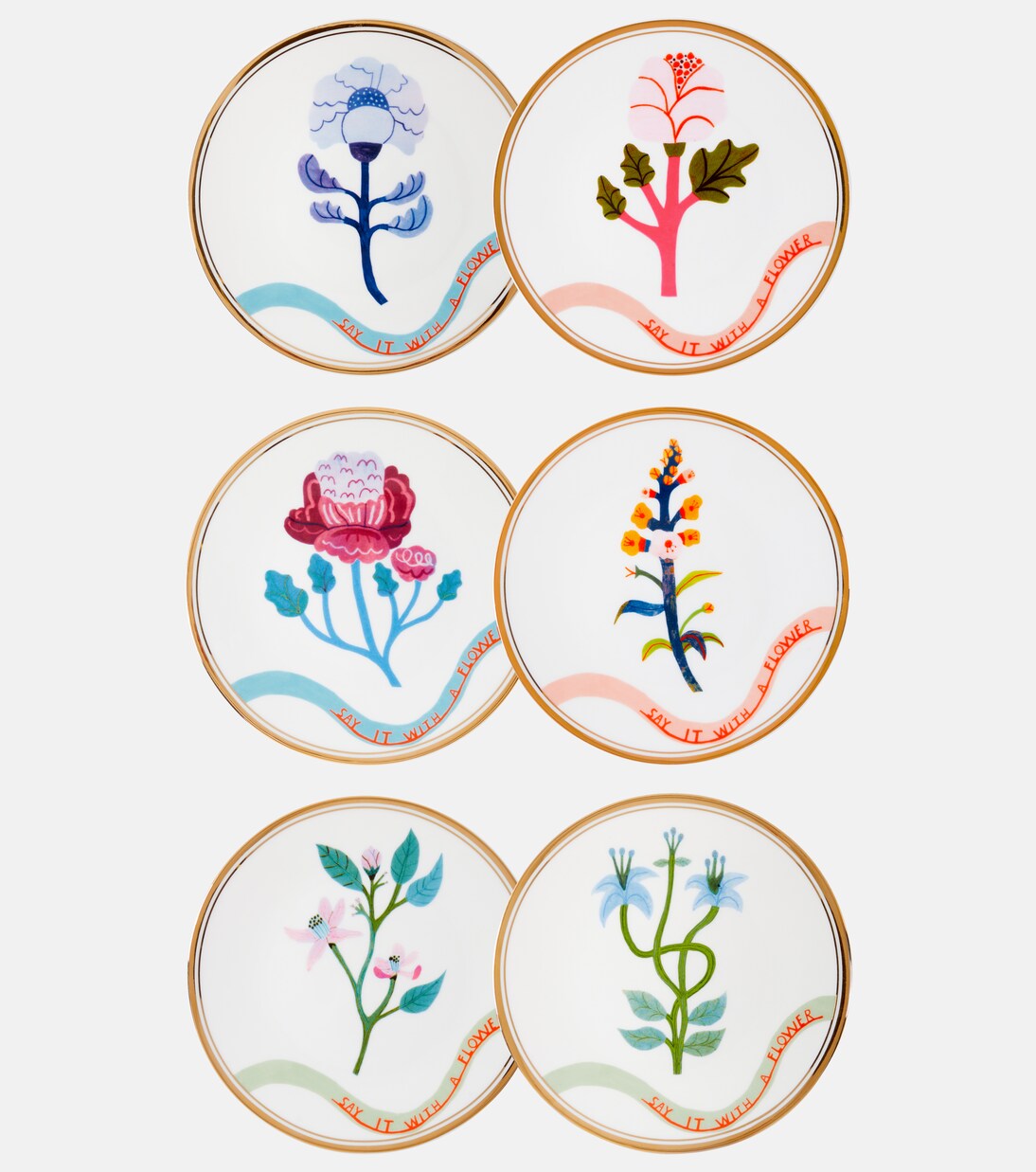 Flowers set of 6 dessert plates | Bitossi