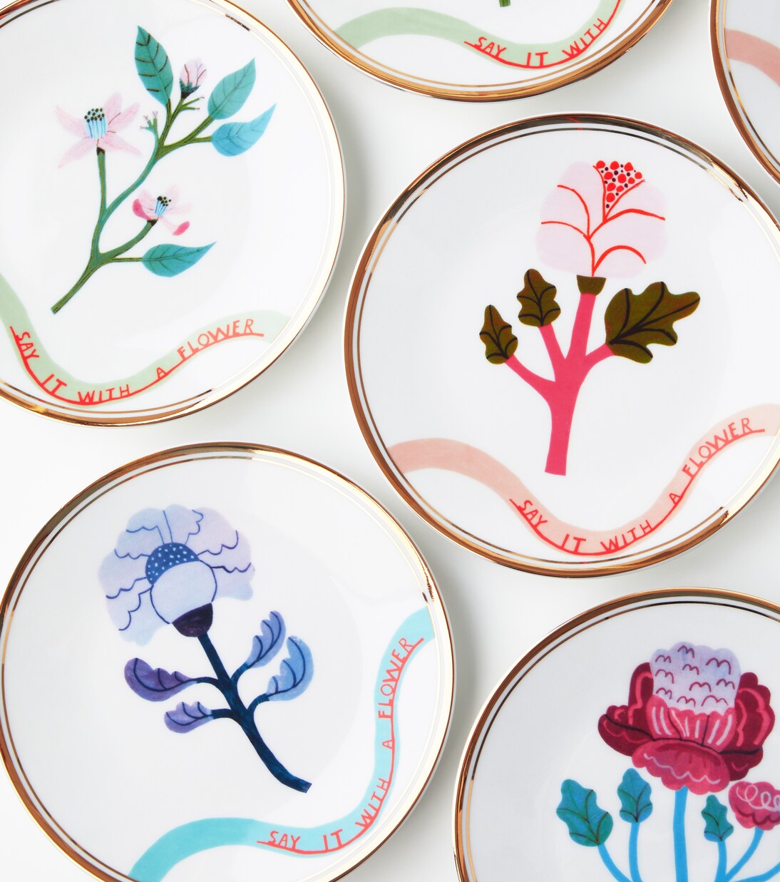 Flowers set of 6 dessert plates | Bitossi