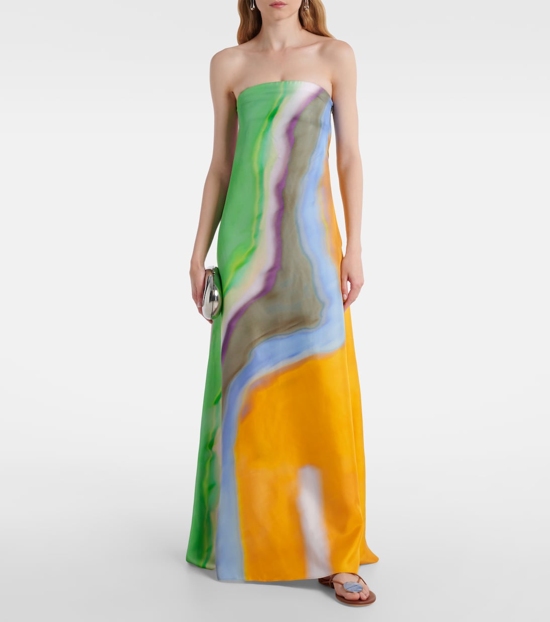 Bedrucktes Maxikleid aus Seidensatin | Christopher Esber