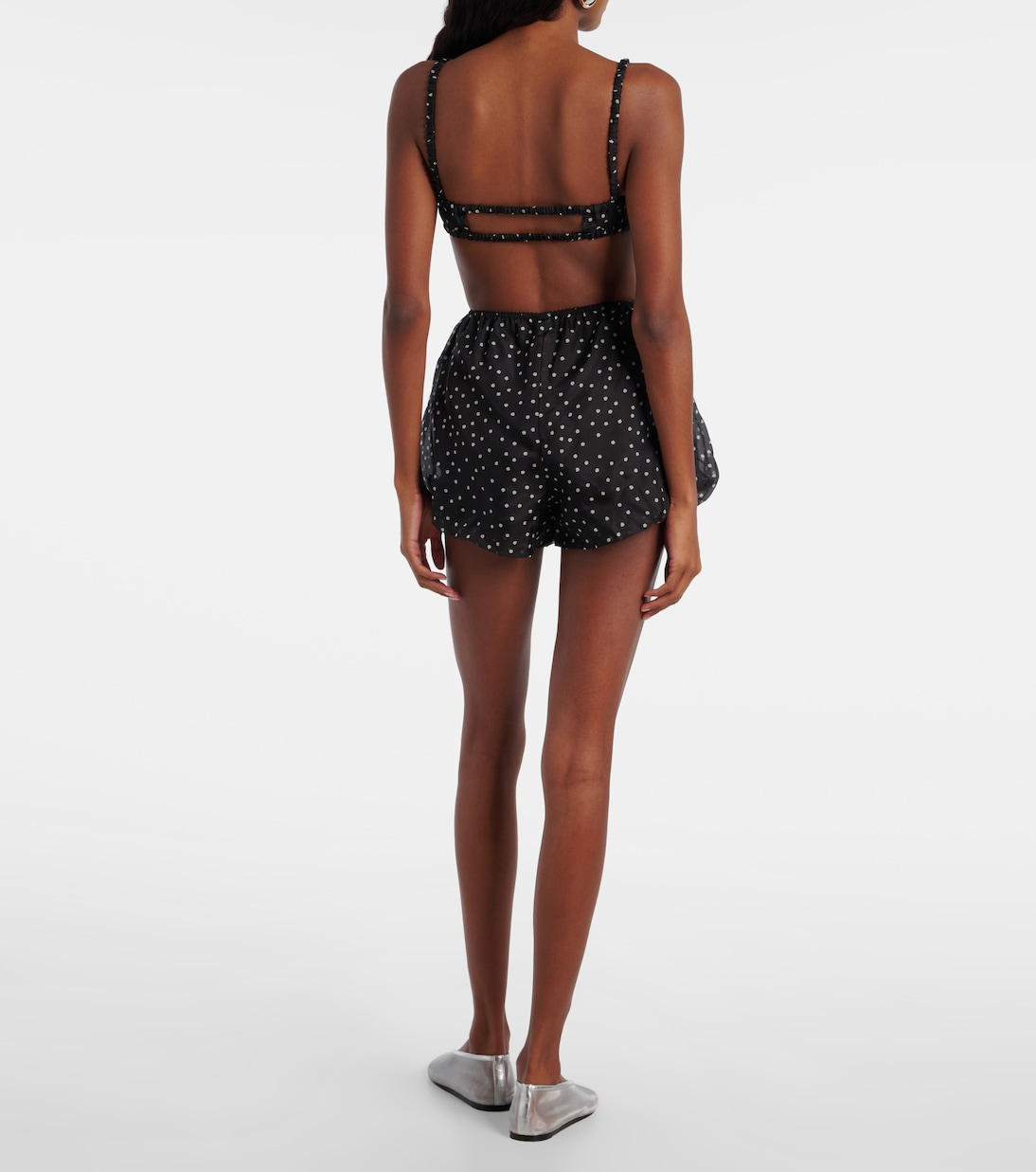 Polka-dot high-rise silk shorts  | SIR