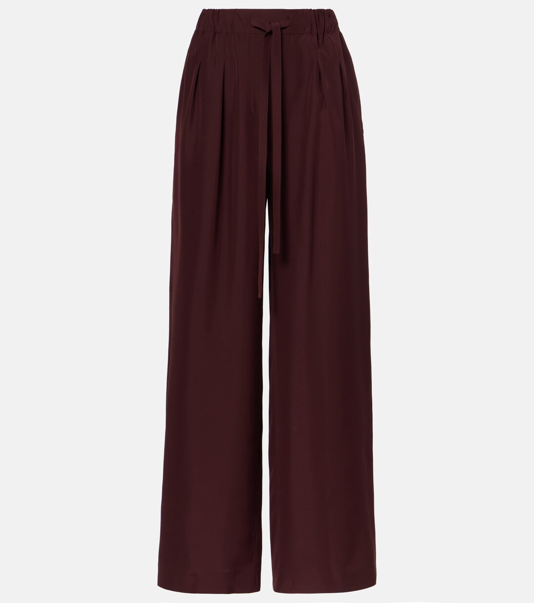 Pleated silk straight pants | Loewe