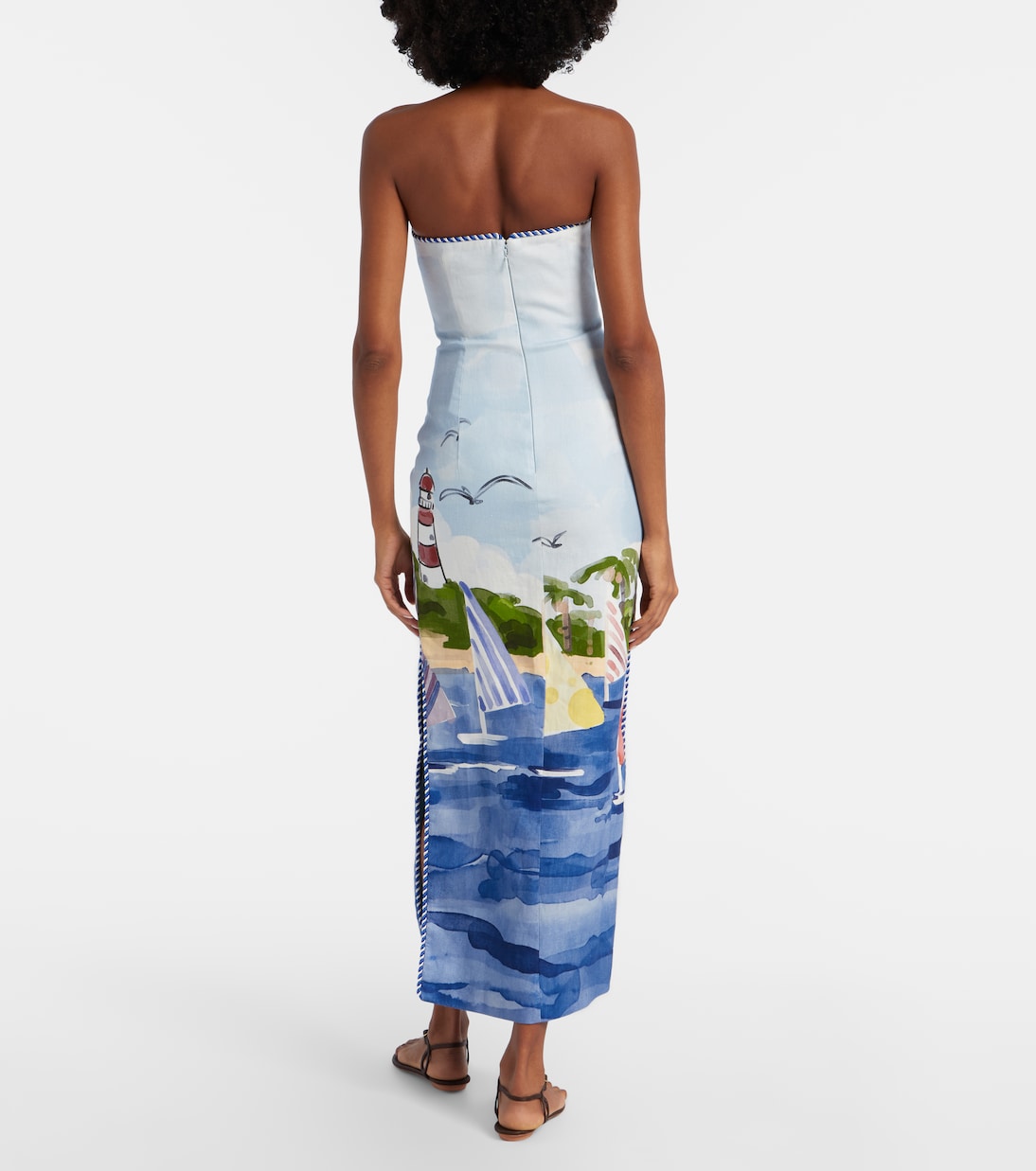 Bedrucktes Bustier-Kleid Ava aus Leinen | Leo Lin