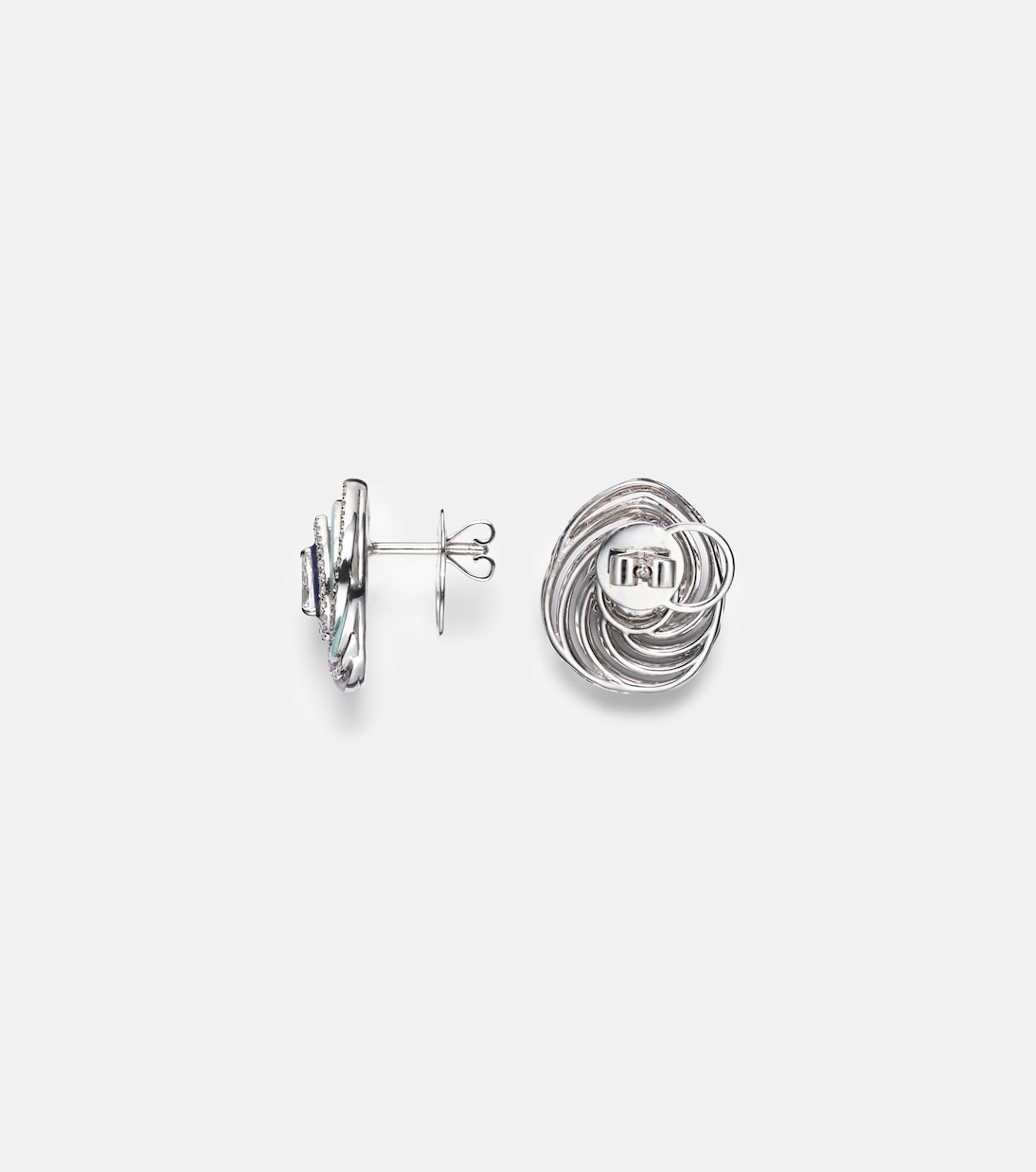 Boucles d’oreilles Twister en or blanc 18 ct, émail et diamants | Kamyen