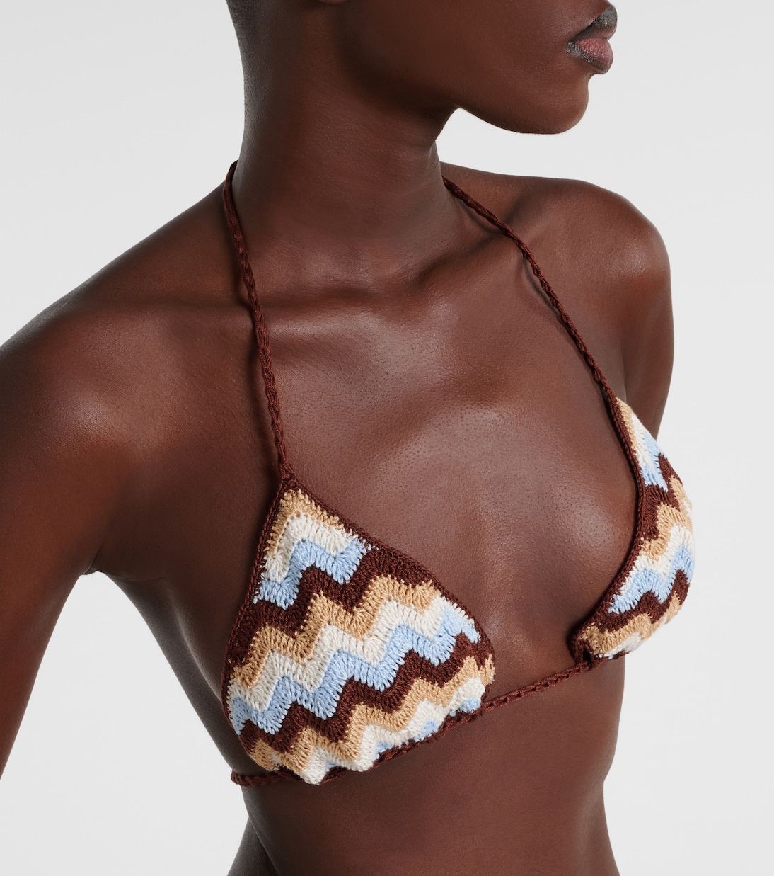 Summer Chevron crochet cotton bikini top | Anna Kosturova