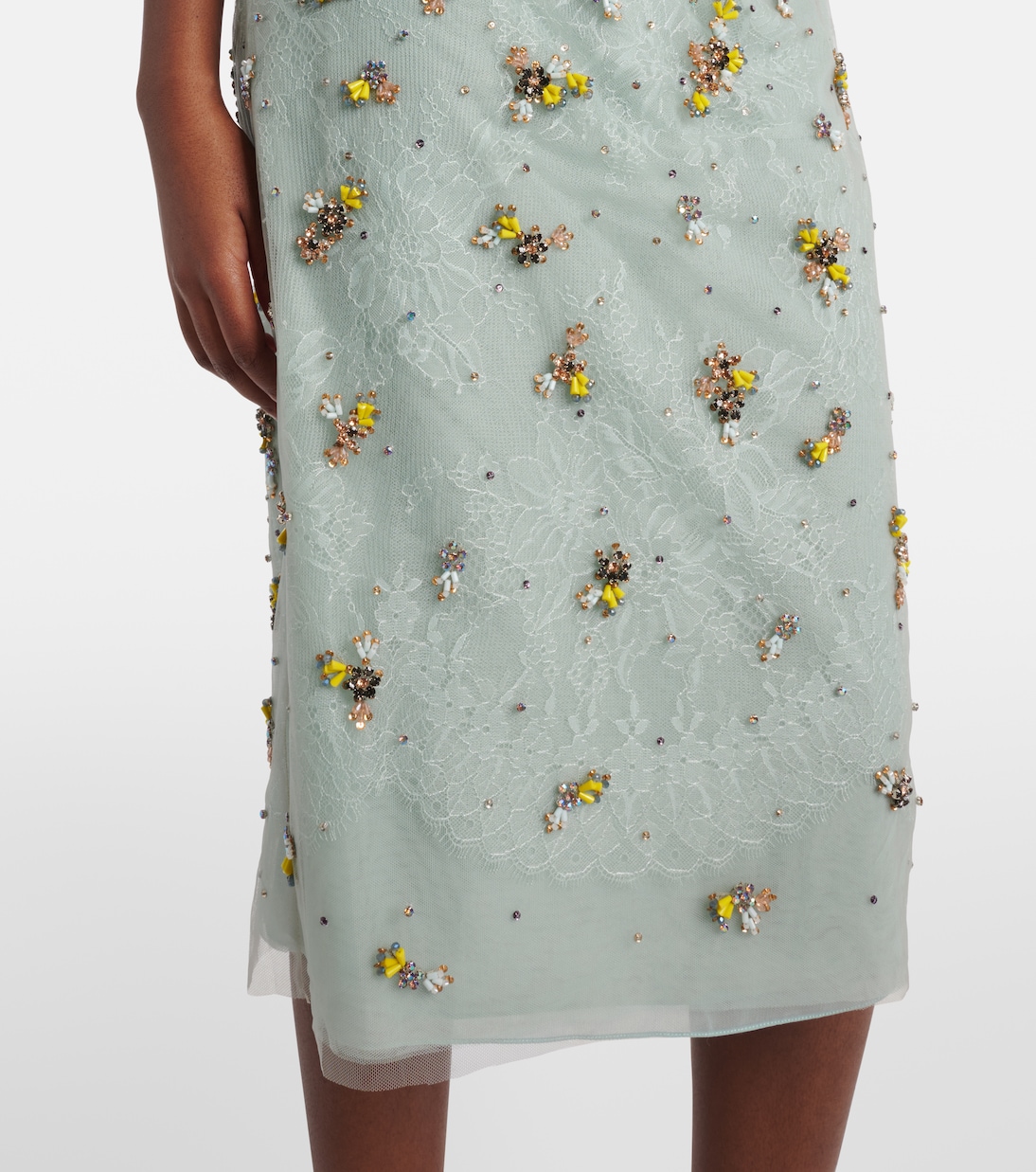 Abito midi Palla in tulle di pizzo | Costarellos