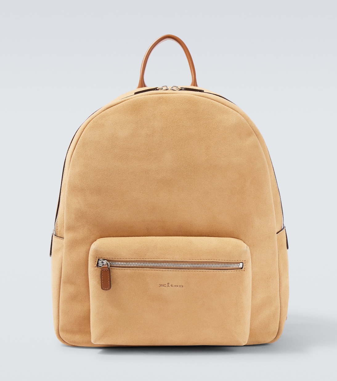 Leather-trimmed suede backpack | Kiton