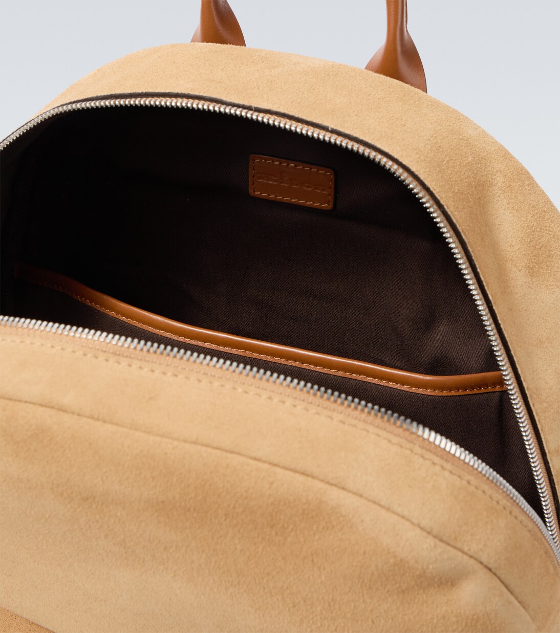 Leather-trimmed suede backpack | Kiton