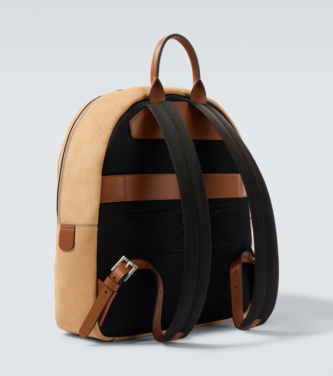 Leather-trimmed suede backpack | Kiton