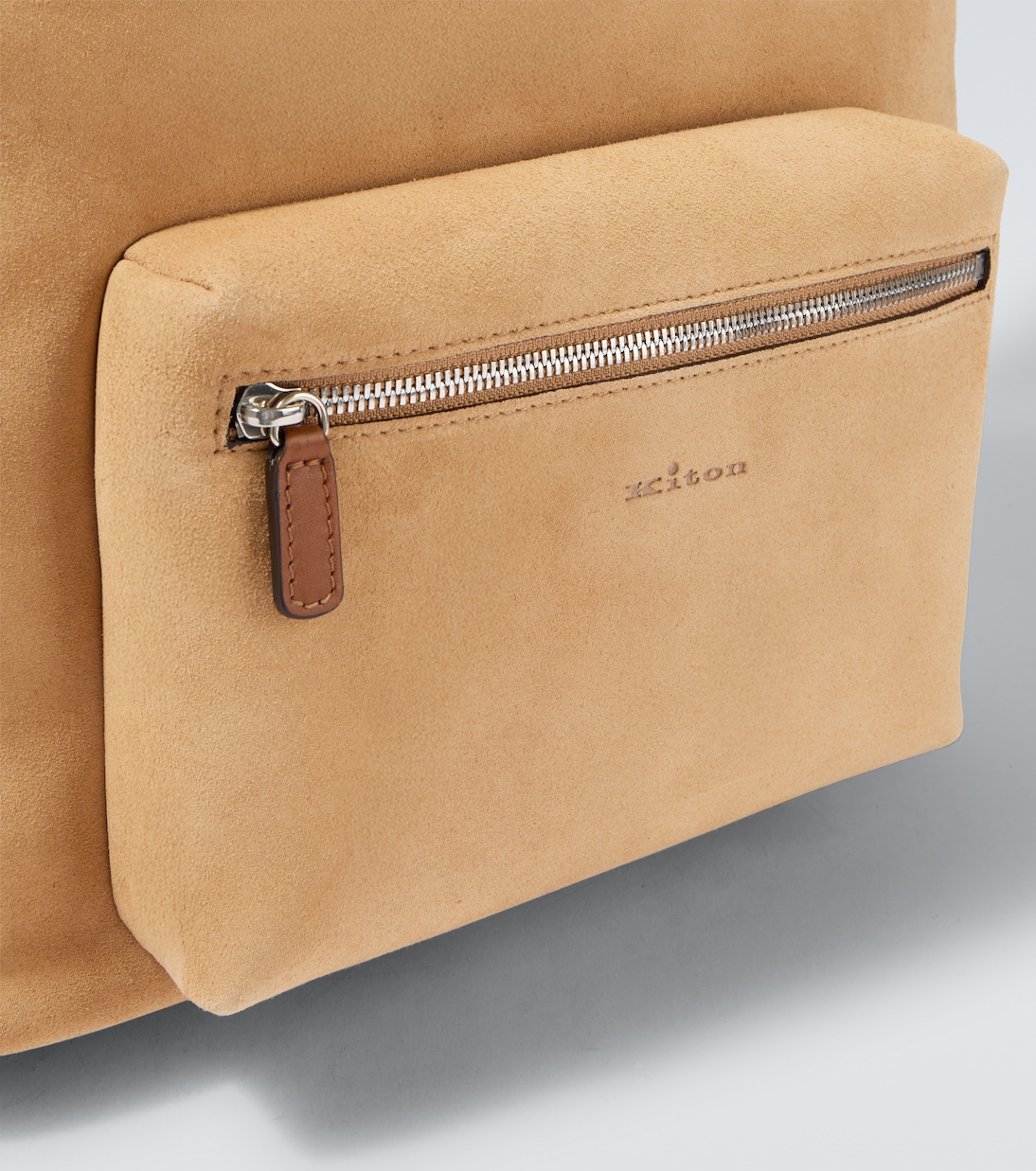 Leather-trimmed suede backpack | Kiton