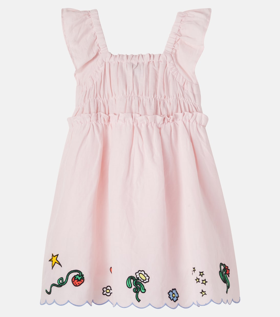 Embroidered scalloped linen and cotton dress | Stella McCartney Kids