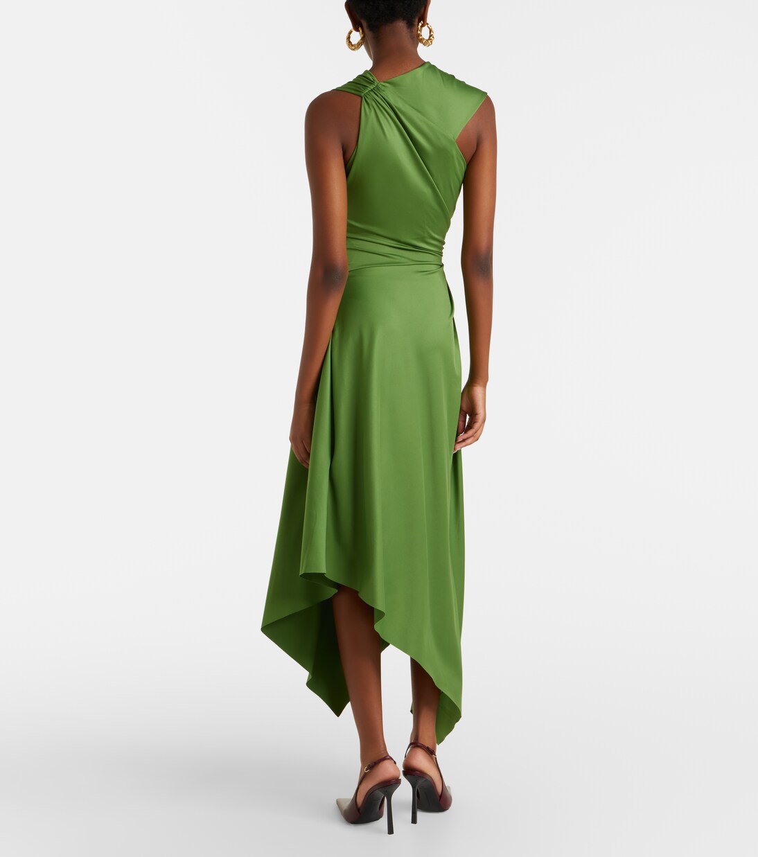 Asymmetric gathered jersey midi dress | Victoria Beckham