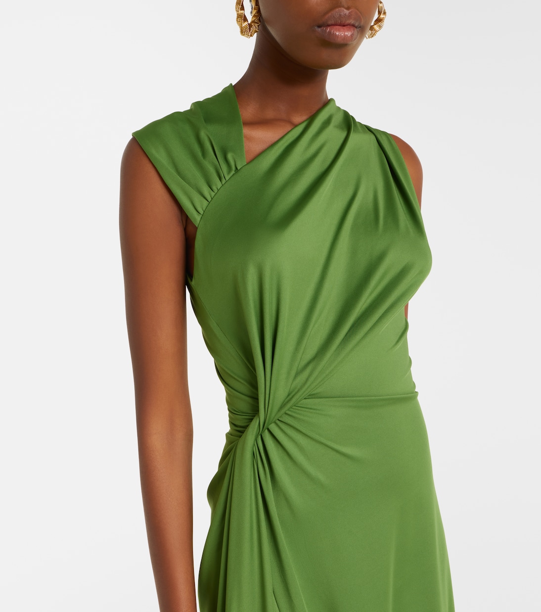 Asymmetric gathered jersey midi dress | Victoria Beckham