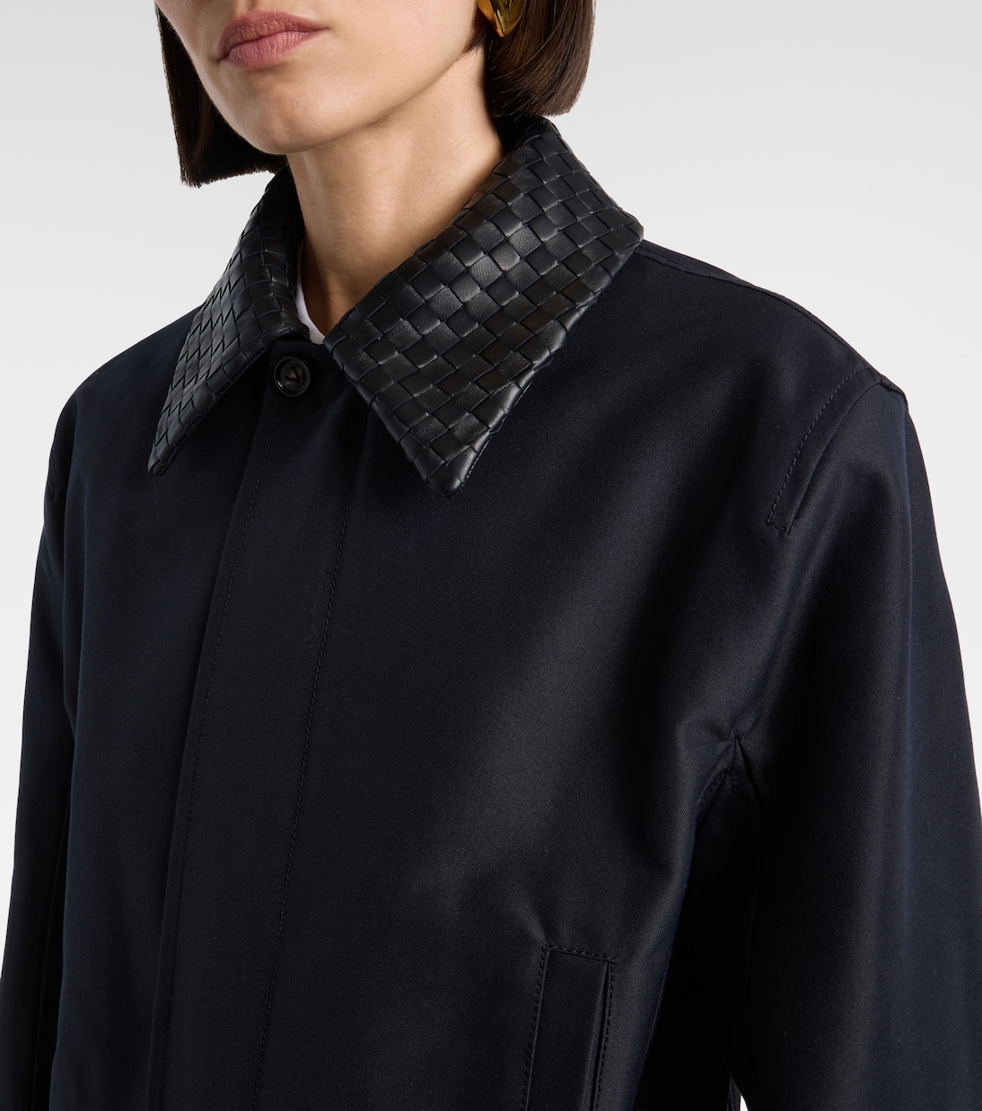Intrecciato leather-trimmed canvas jacket | Bottega Veneta