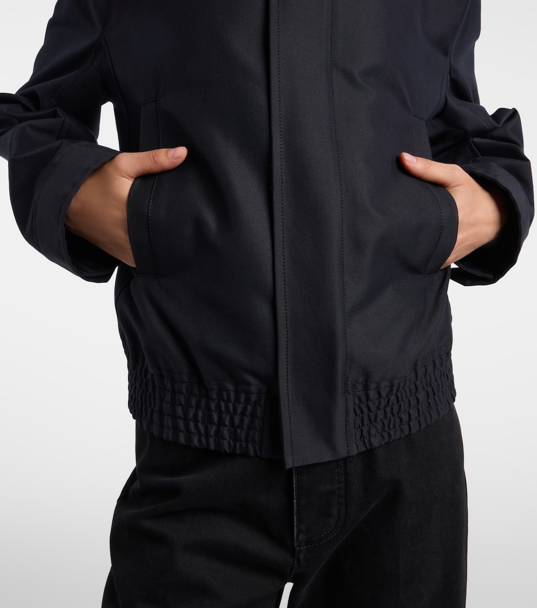 Intrecciato leather-trimmed canvas jacket | Bottega Veneta