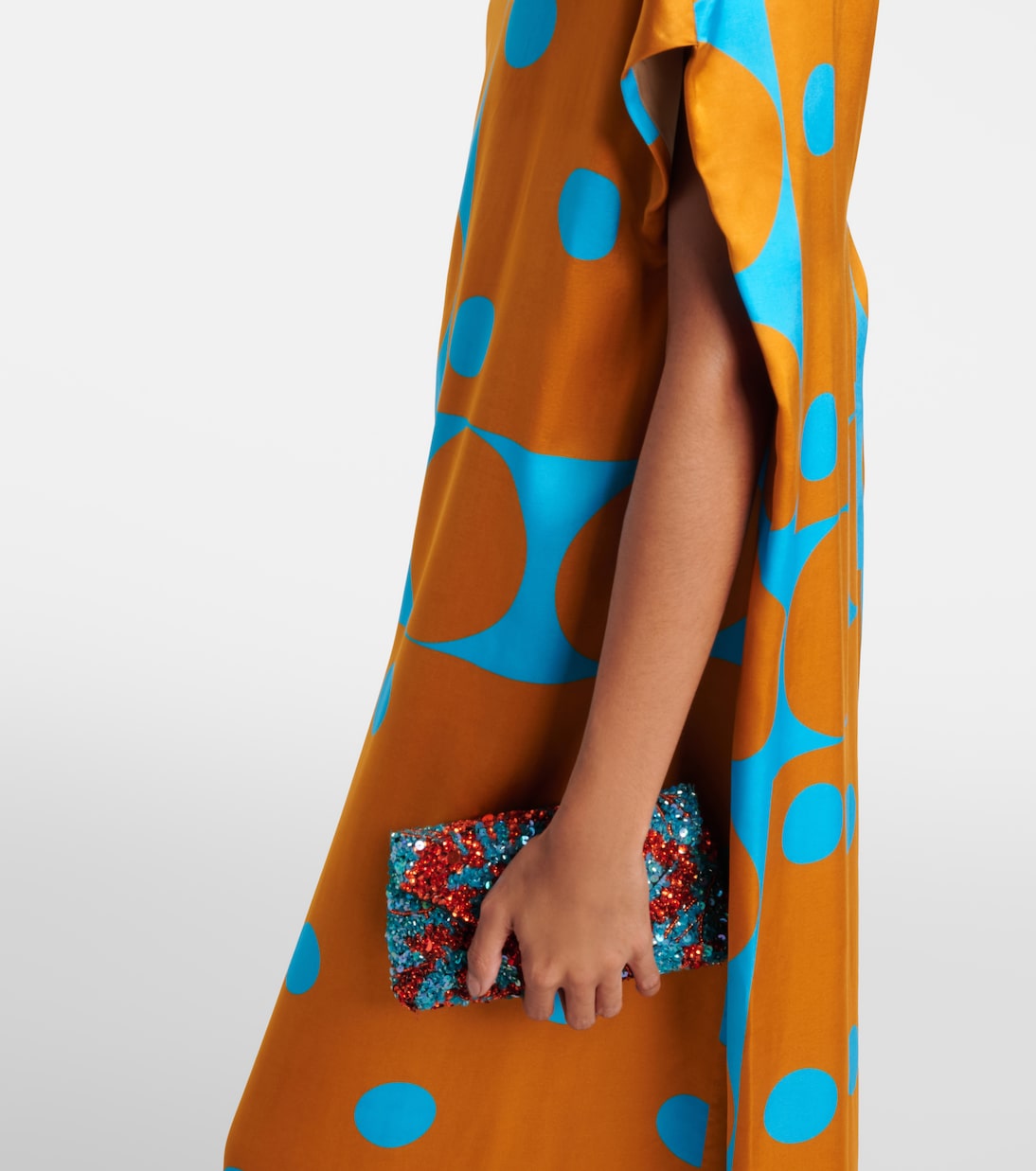 Robe longue imprimée en satin | Dries Van Noten