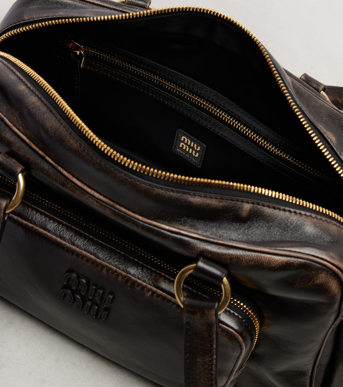 Pocket leather shoulder bag | Miu Miu