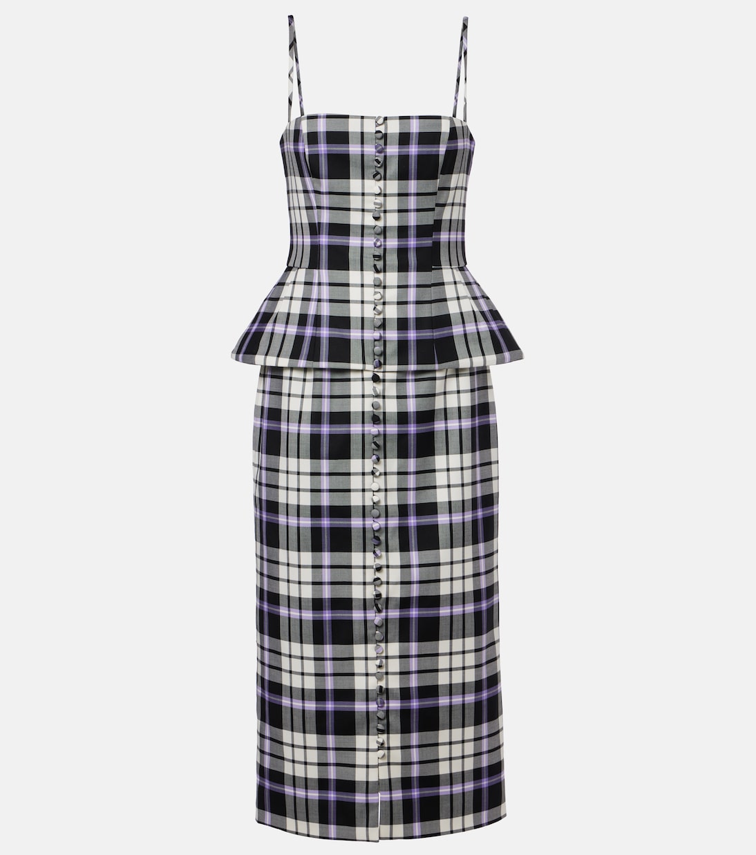 Checked trompe l’œil wool midi dress | Carolina Herrera