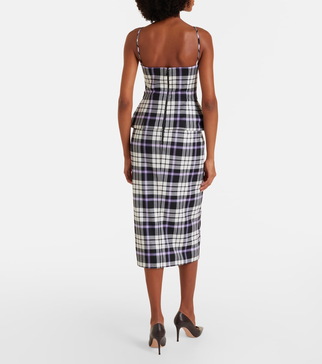 Checked trompe l’œil wool midi dress | Carolina Herrera
