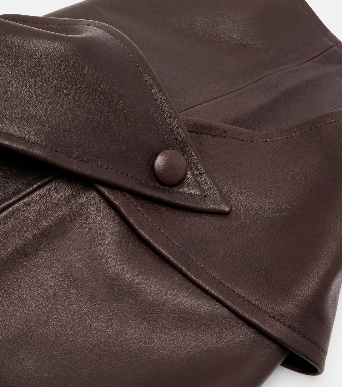 Draped leather hood | Nour Hammour