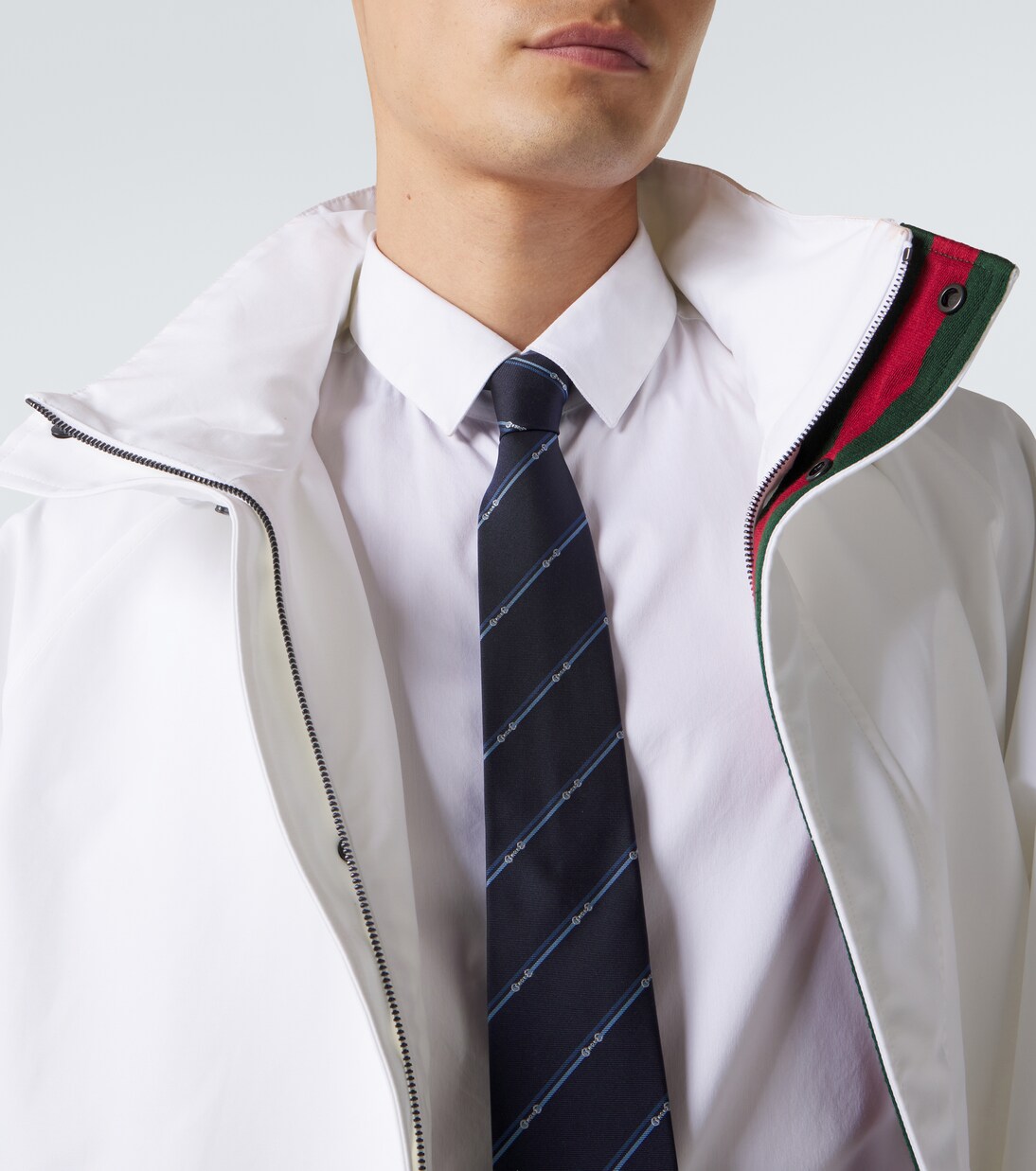 Horsebit striped silk jacquard tie | Gucci