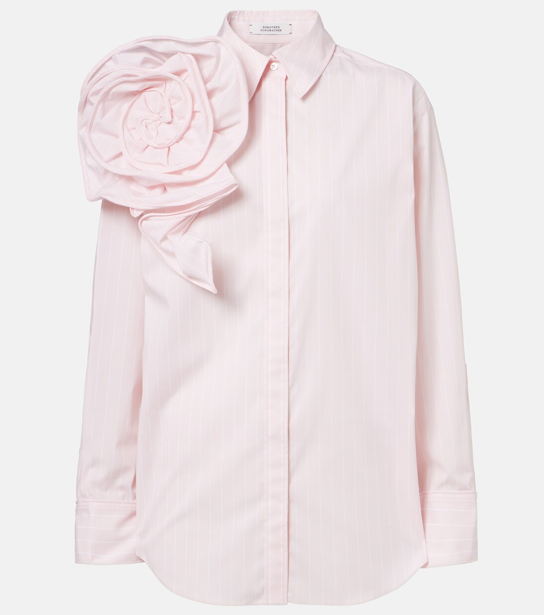 Striped Power floral-appliqué cotton-blend blouse | Dorothee Schumacher