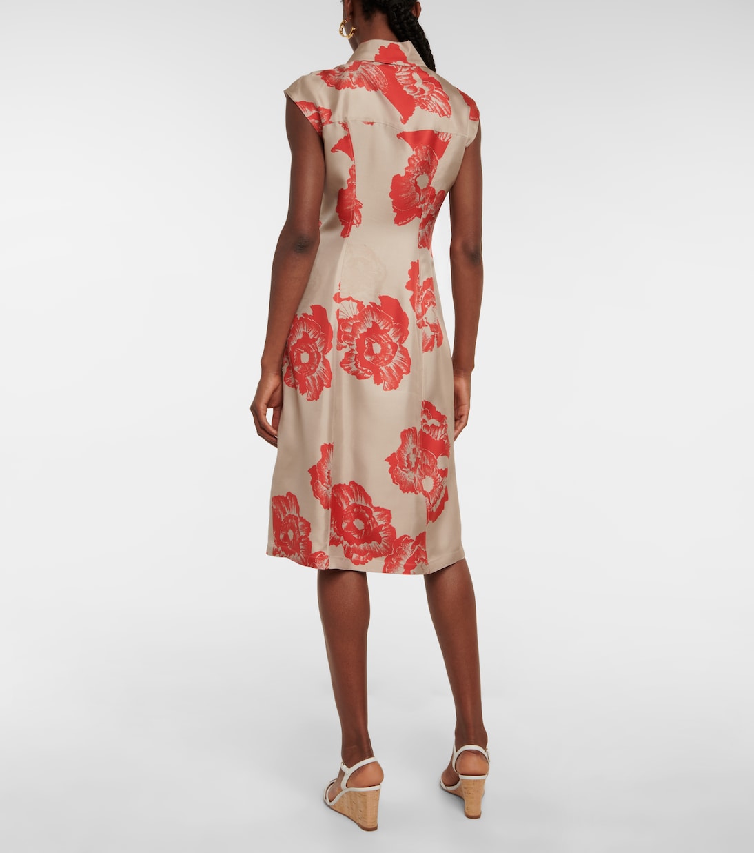 Robe midi en soie à fleurs | Ferragamo