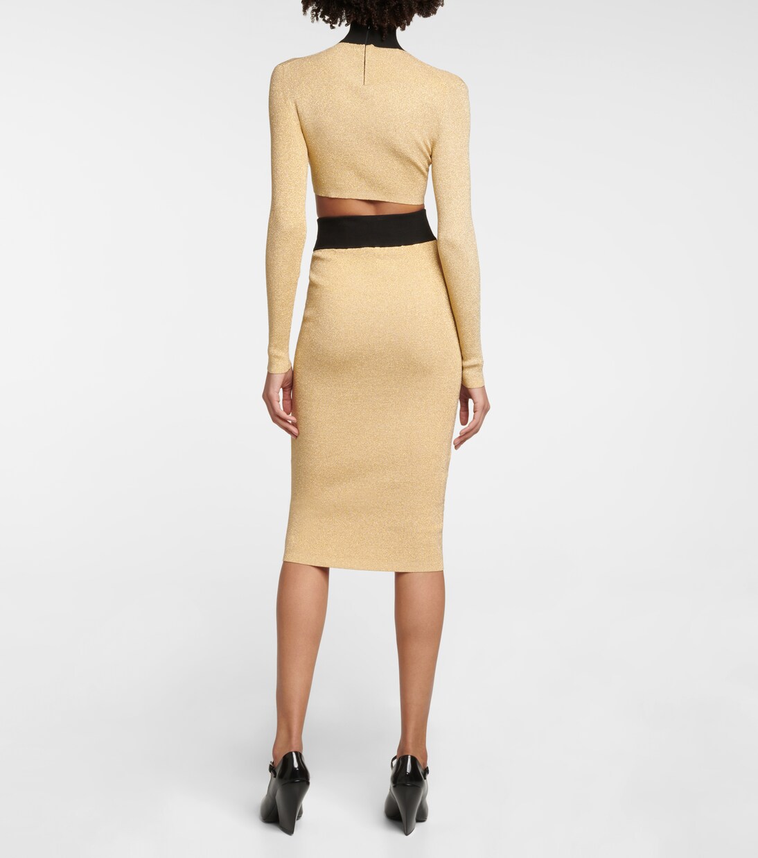 Lamé cropped turtleneck sweater | Prada