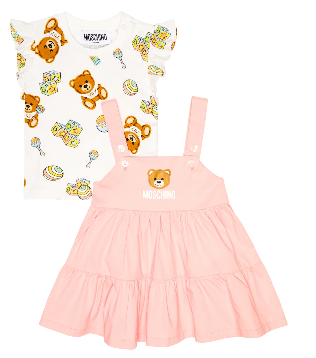 Baby set of cotton-blend T-shirt and dress | Moschino Kids