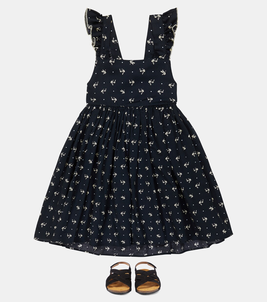 Ruched floral cotton dress | Paade Mode