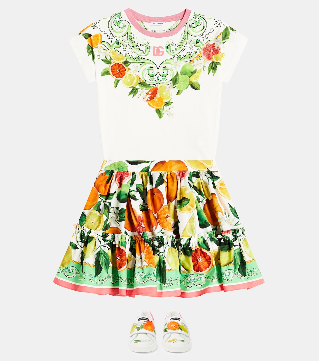 Gonna in cotone con stampa | Dolce&Gabbana Kids