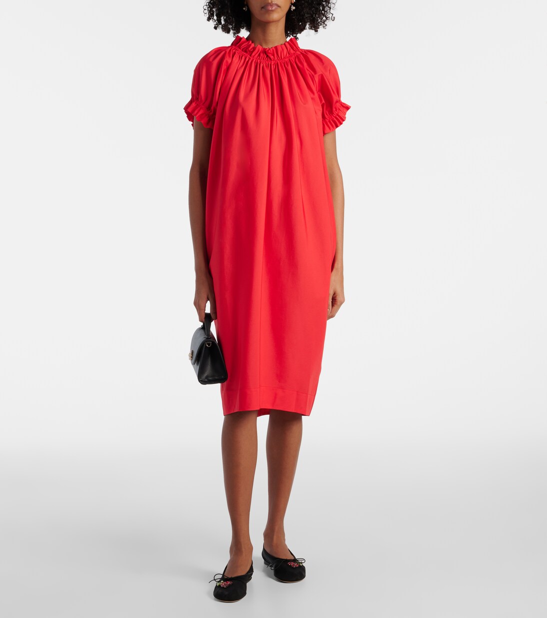 Puff-sleeve ruffled cotton midi dress | Simone Rocha
