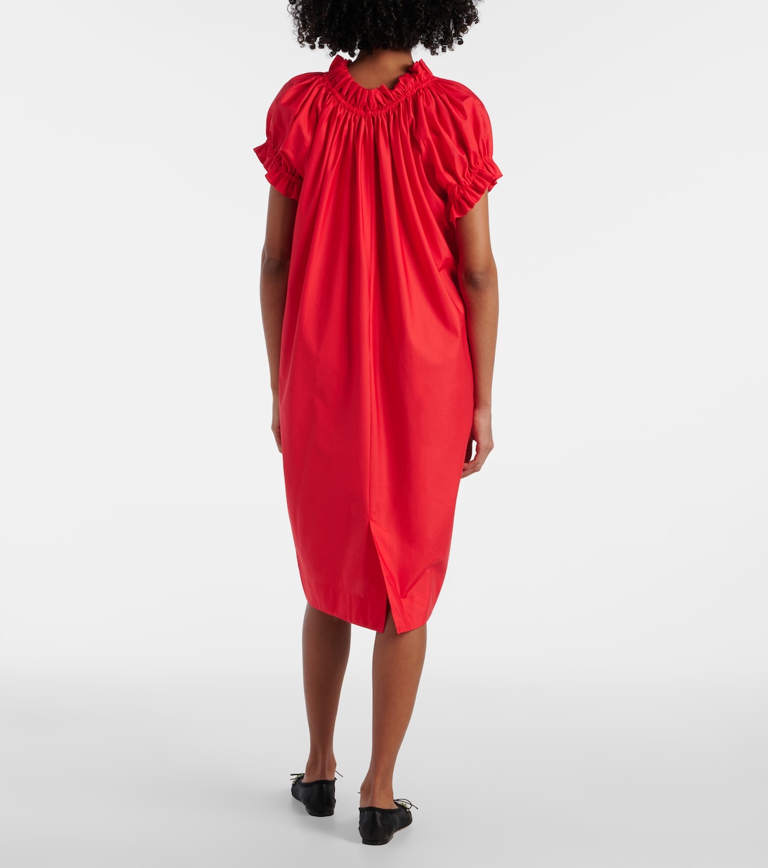 Puff-sleeve ruffled cotton midi dress | Simone Rocha
